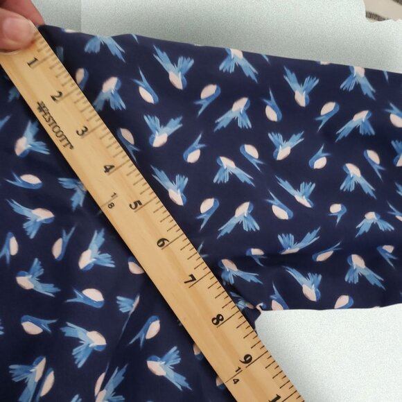 Lands End Button-Down Shirt Blue Supima & White Bird Print Long Sleeve 6Petite - Picture 7 of 9